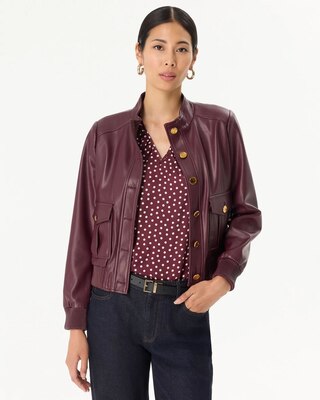 Faux Leather Bomber Jacket