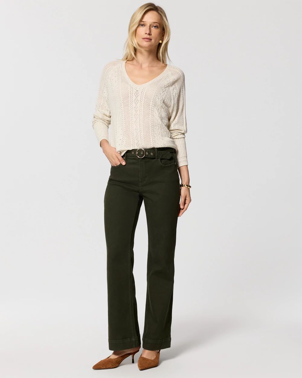 Belted High-Rise Wide Leg Trouser Jeans