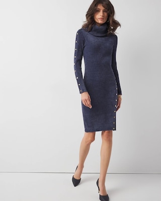 Chenille Button Trim Sweater Dress click to view larger image.