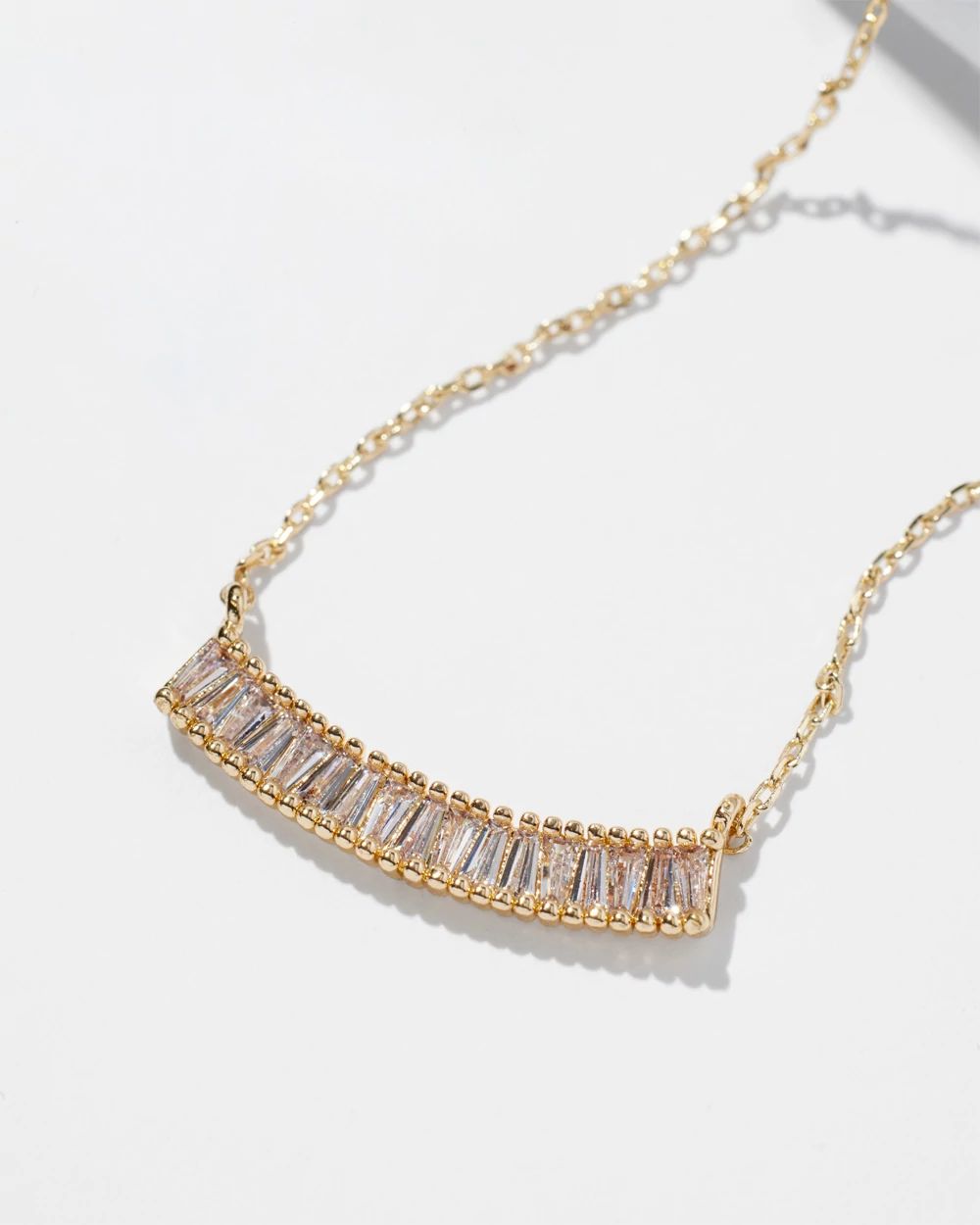 Gold Baguette Cubic Zirconia Necklace click to view larger image.