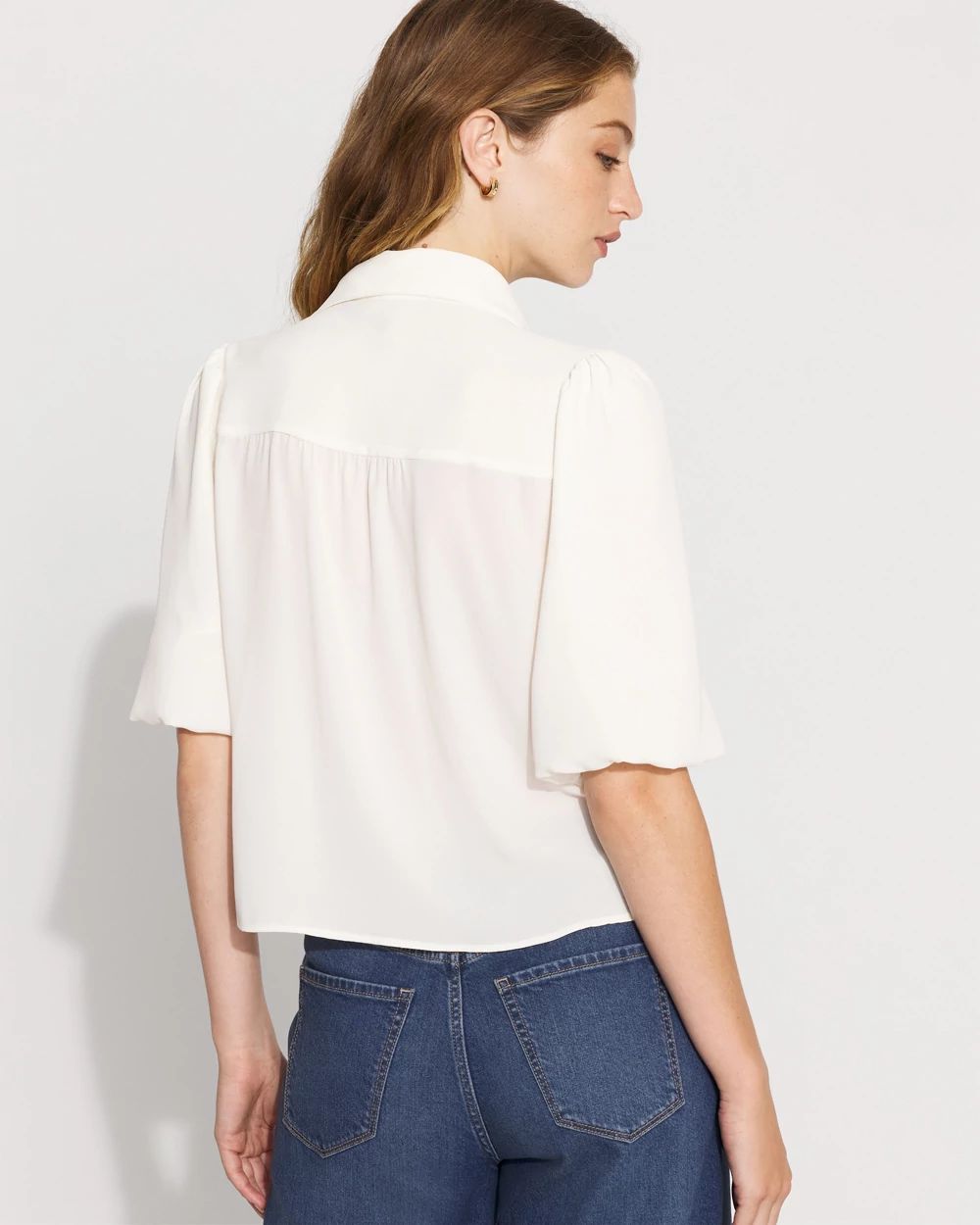 Puff Sleeve Ruffle Shirt click to view larger image.