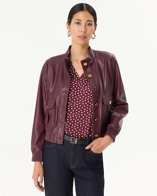 Faux Leather Bomber Jacket