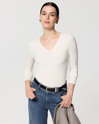 Seamless V-neck Long Sleeve Top