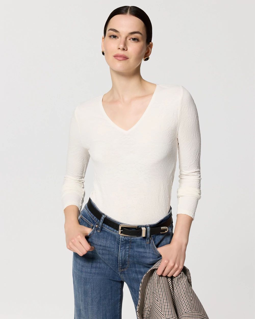 Seamless V-neck Long Sleeve Top