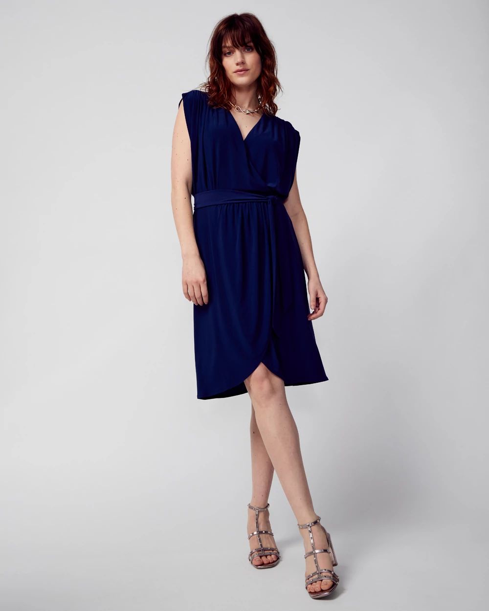 Matte Jersey Surplice Tie Sheath Dress