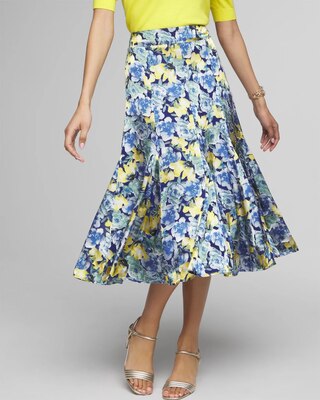 Petite Silk Burnout Midi Skirt