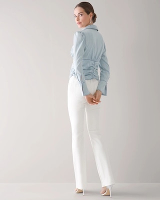 Petite Ruched Waist Denim Shirt click to view larger image.