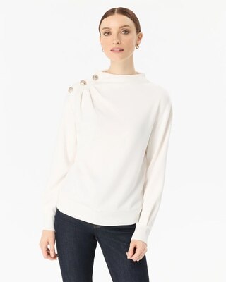 Button Shoulder Pullover Sweater