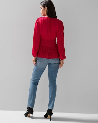Long-Sleeve Fitted Waist Blouse