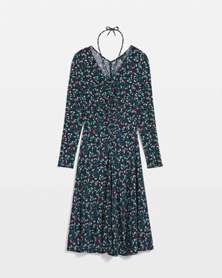 Long Sleeve Ruched Front Midi Dress click to view larger image.
