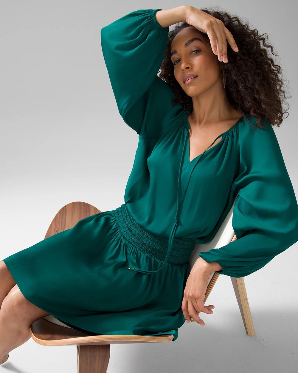 Drop Waist Blouson Dress