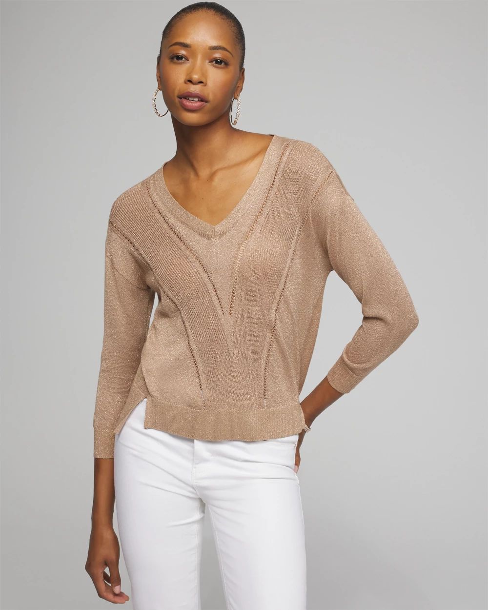 Outlet WHBM V-Neck Gold Sweater