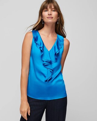 Satin Ruffle Front Shell