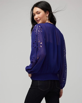 Chiffon Eyelet Blouse