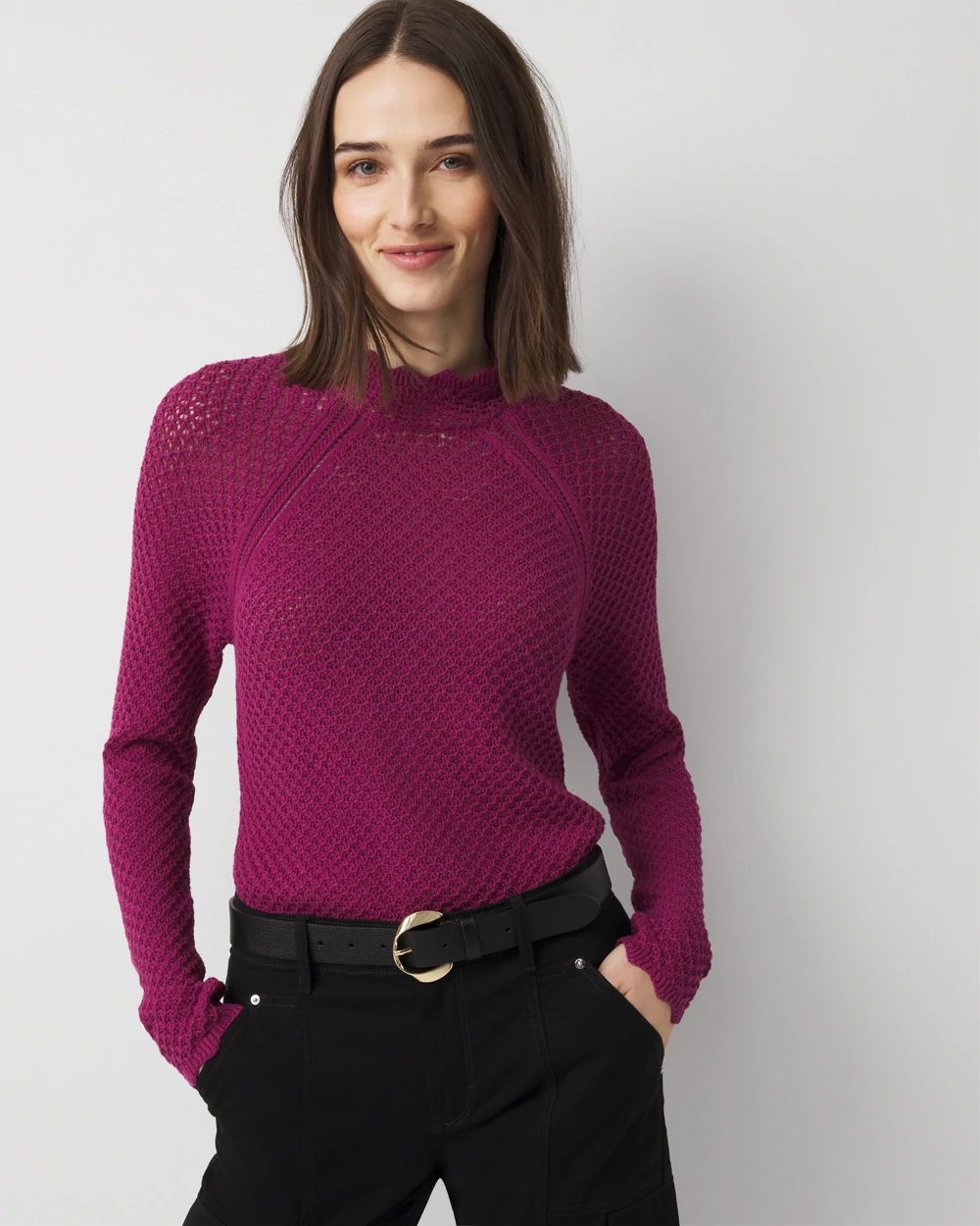 Pointelle Pullover Sweater