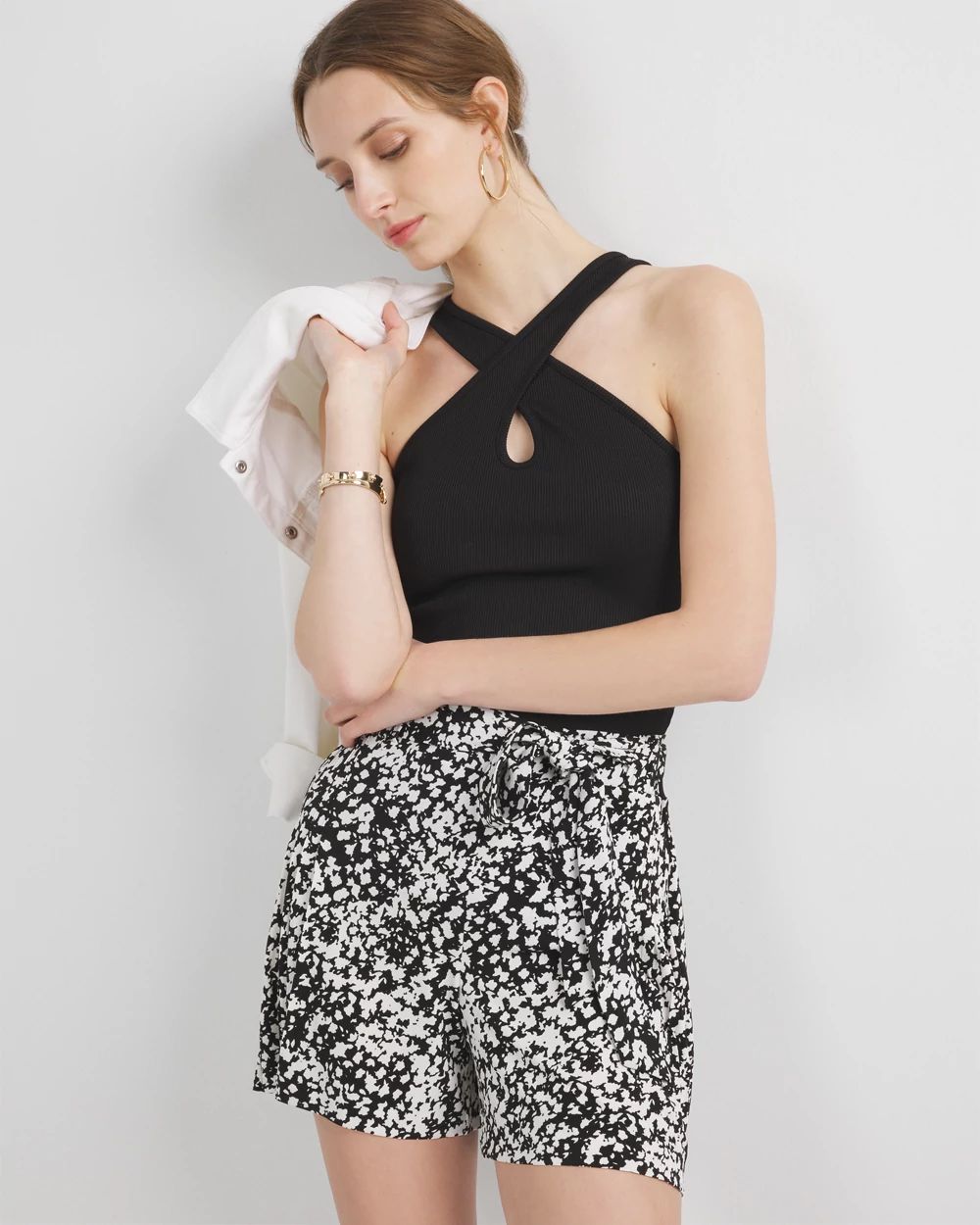 Pleated Matte Jersey Shorts