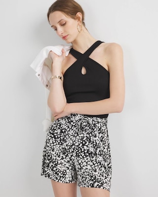 Pleated Matte Jersey Shorts