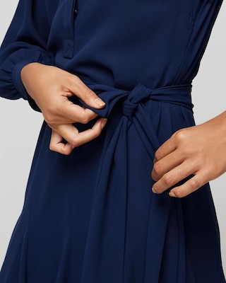 Long Sleeve Godet Shirt Dress click to view larger image.