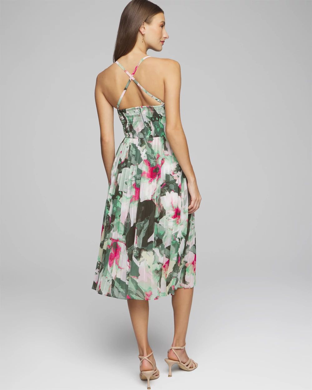 Sleeveless Pleated Bust Dress