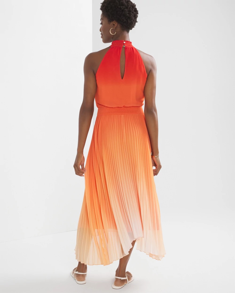 Pleated Halter Midi Dress