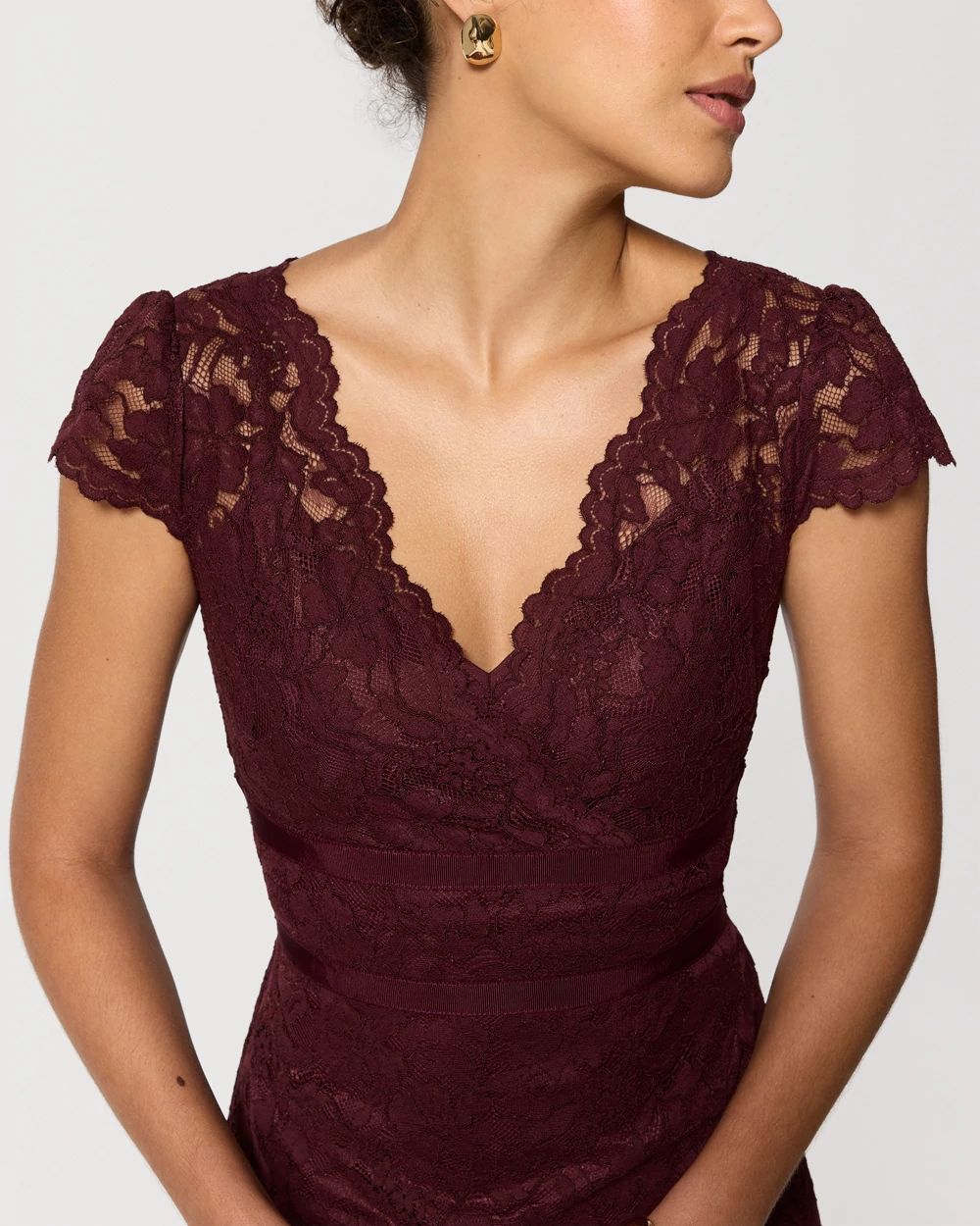 V-neck Lace Midi Dress click to view larger image.