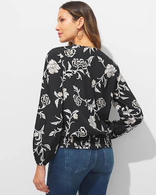 Outlet WHBM Long Sleeve Print Surplice Top click to view larger image.