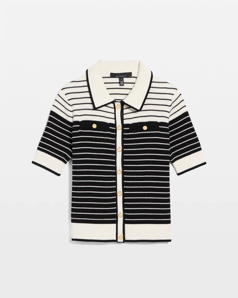 Collared Striped Cotton Cardigan