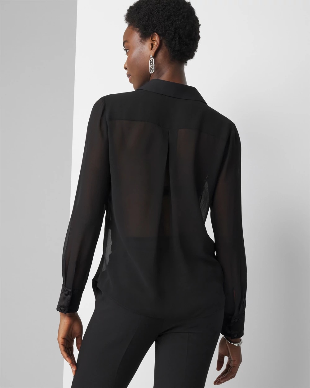 sheer tuxedo blouse