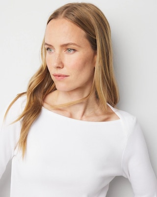 WHBM FORME™  Ribbed Stretch Boatneck Top click to view larger image.