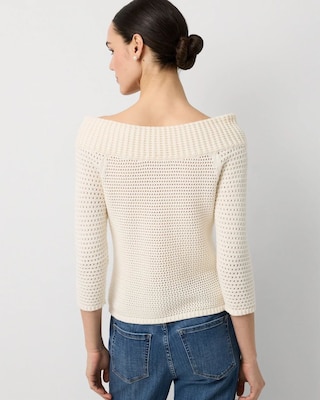 Off-The-Shoulder Embellished Pullover click to view larger image.