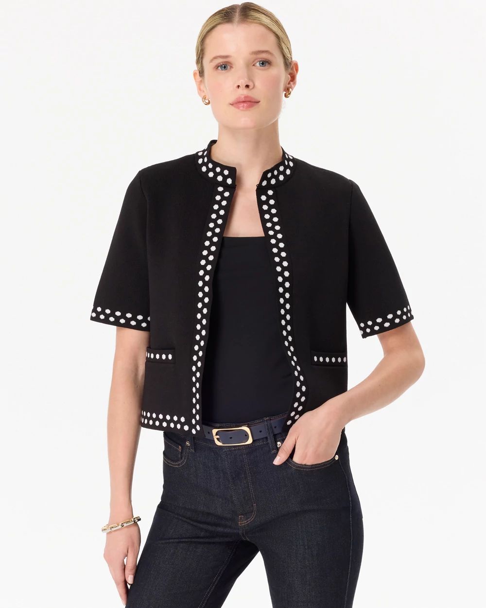 Petite Short Sleeve Knit Cardigan