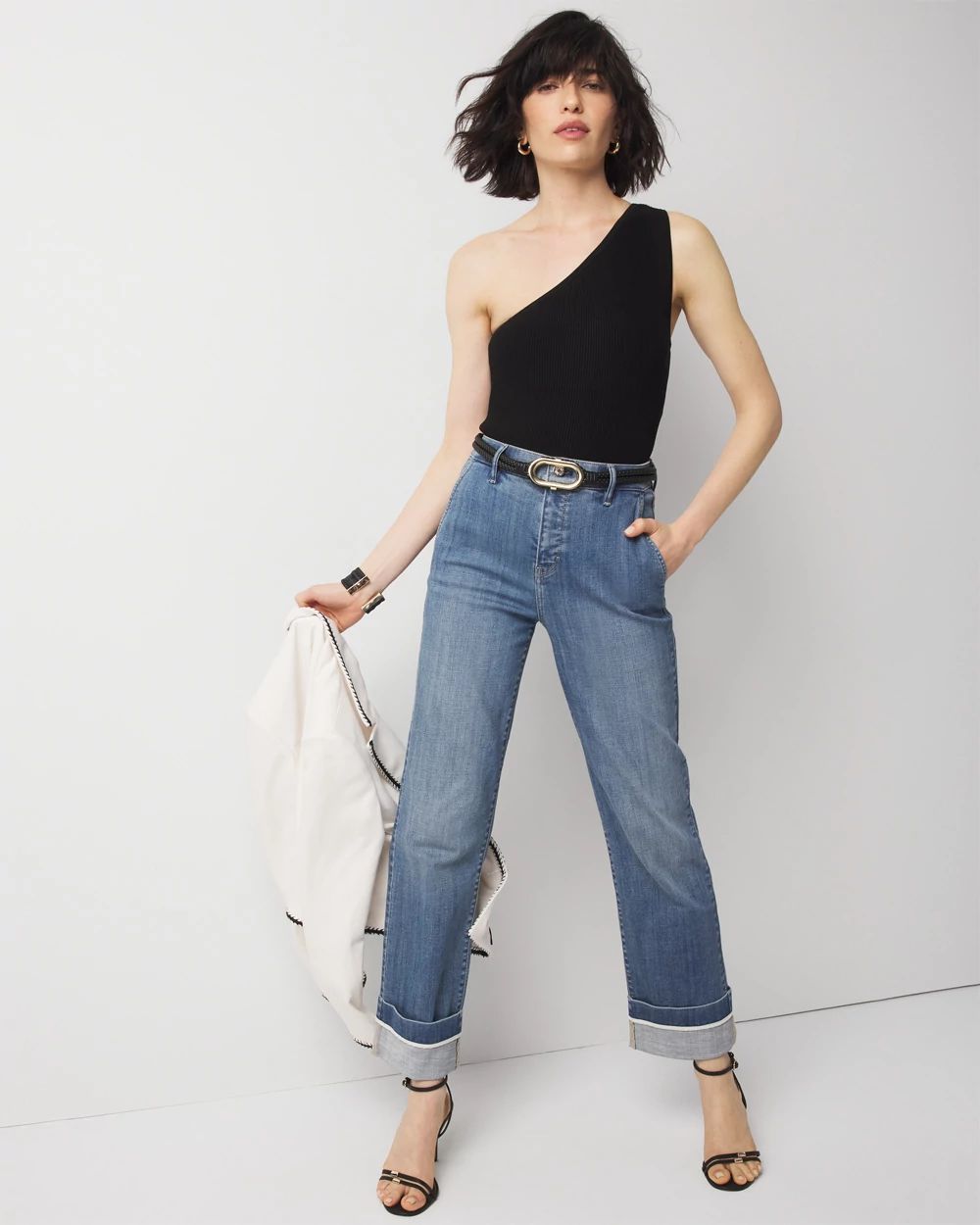 WHBM FORME™ Sculpt Stretch One Shoulder Sweater
