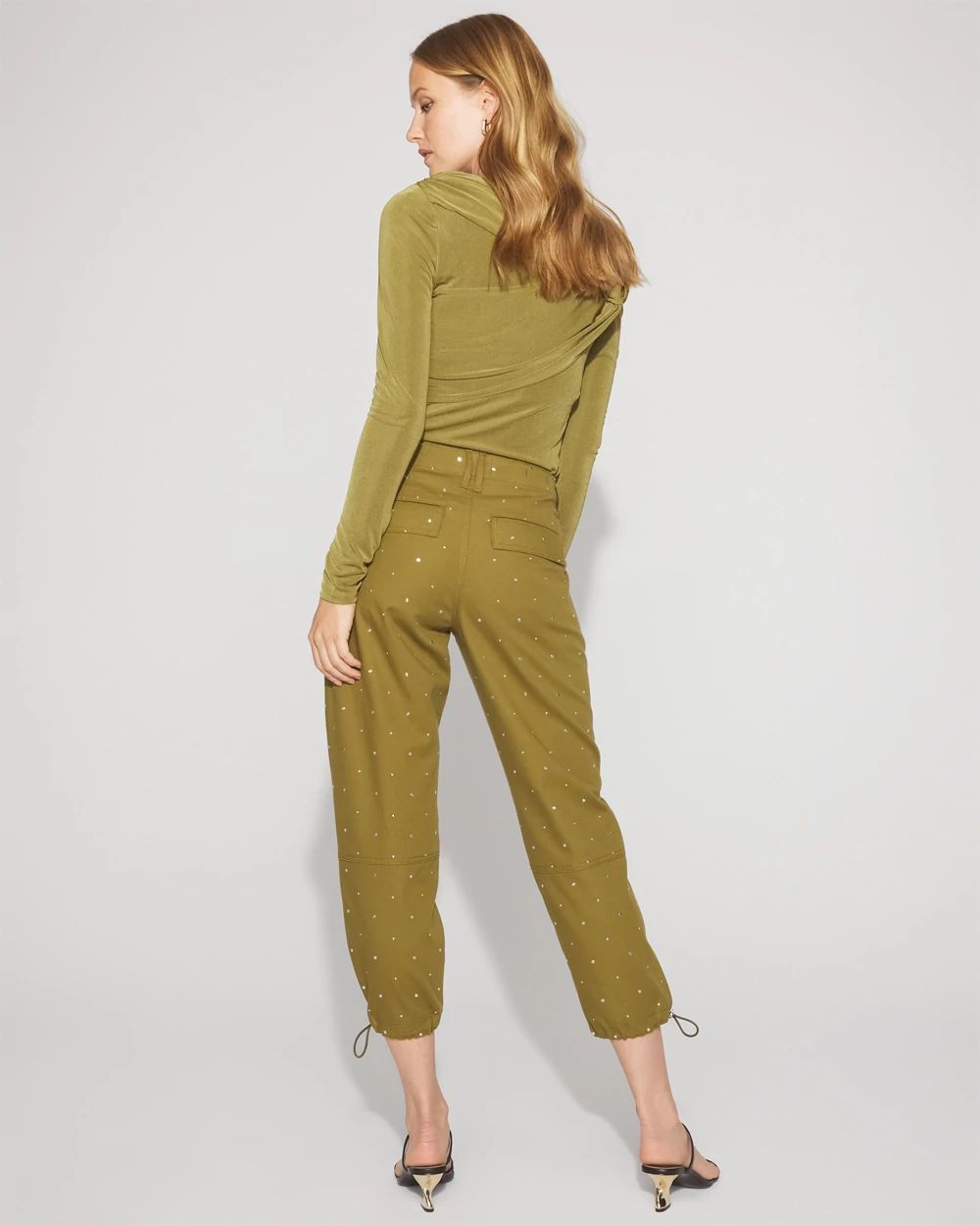 High-Rise Pret Studded Relaxed Ankle Pant