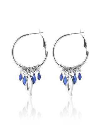 Blue Teardrop Hoop Earrings