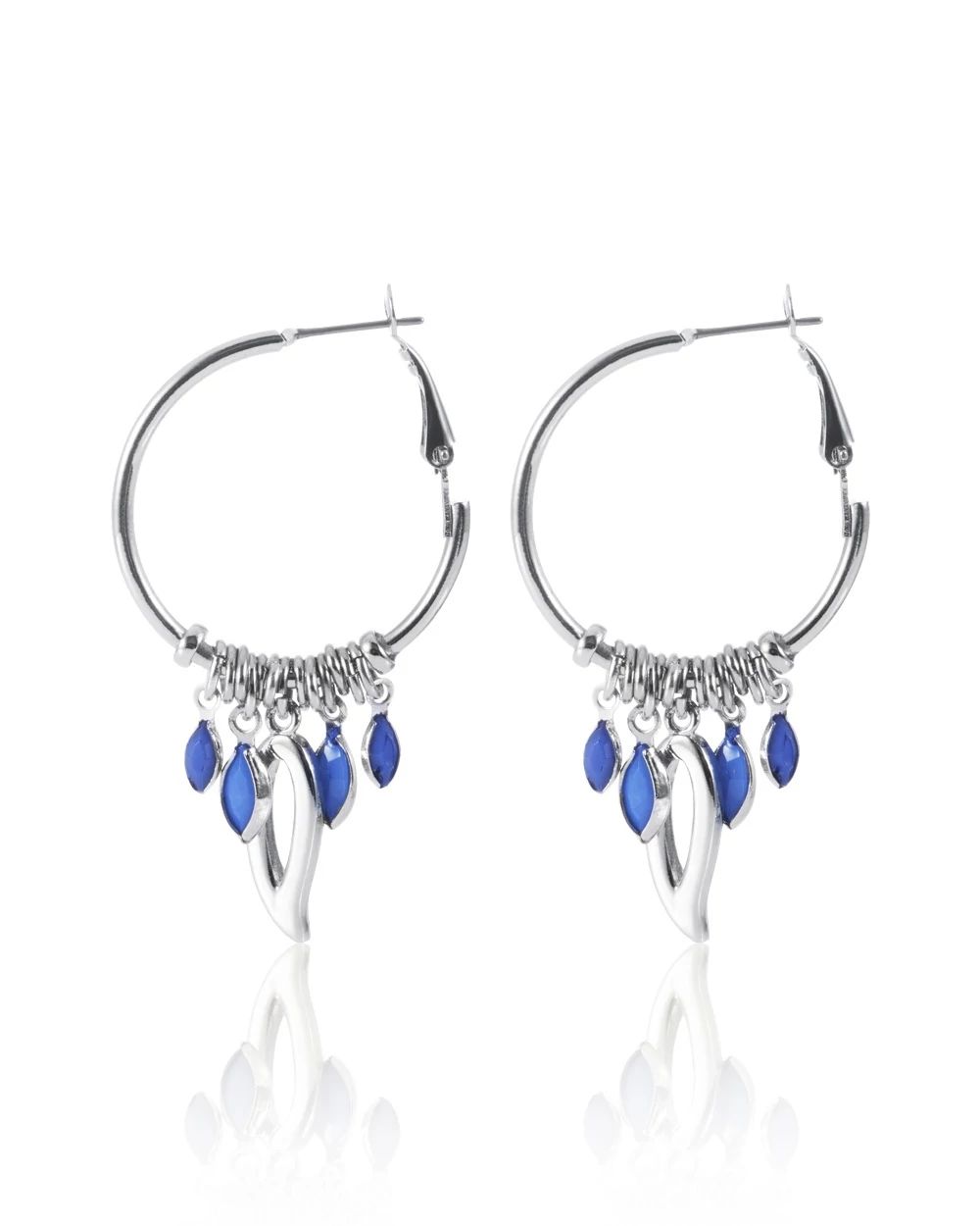 Blue Teardrop Hoop Earrings