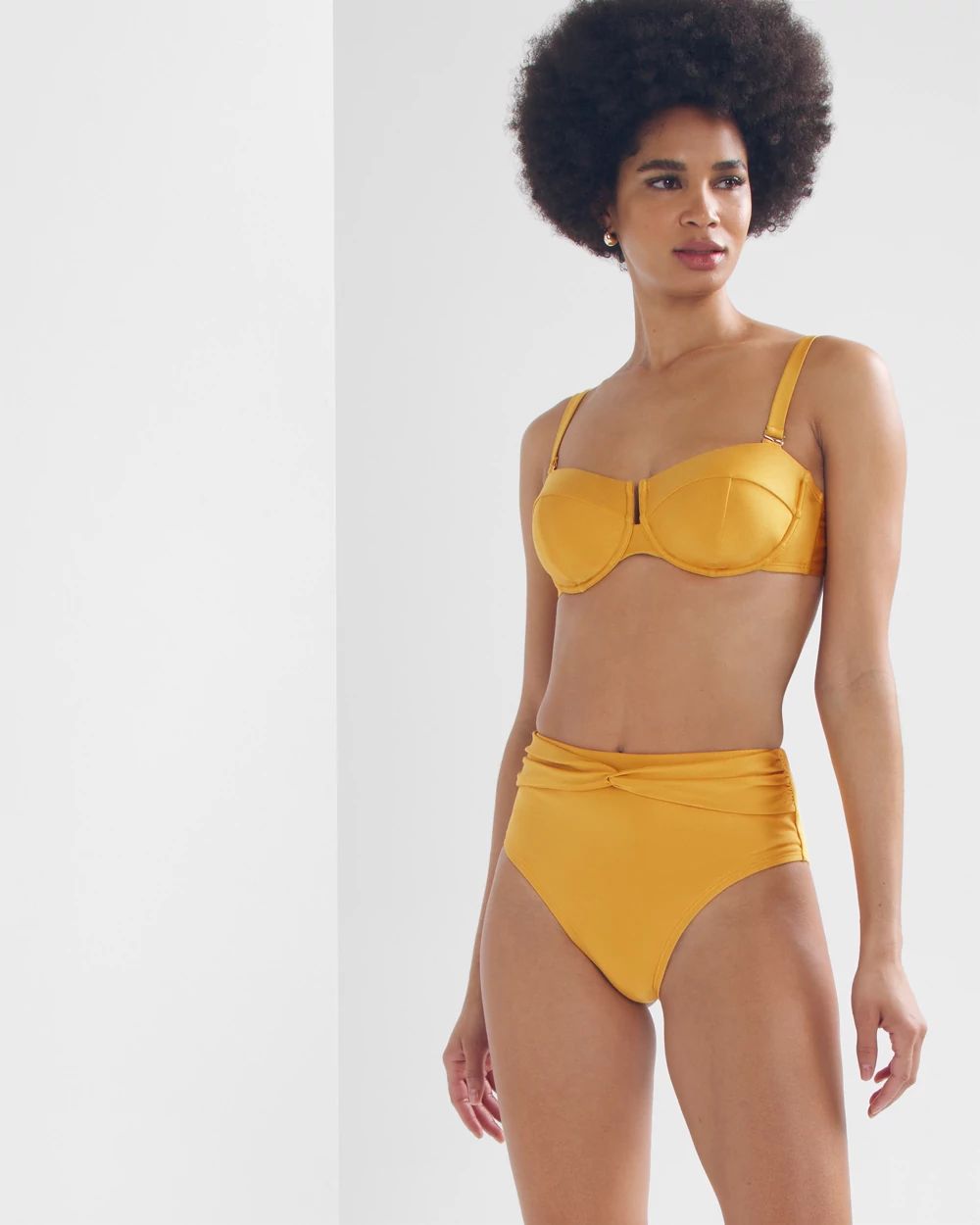 High-Waist Drape Swim Bottom