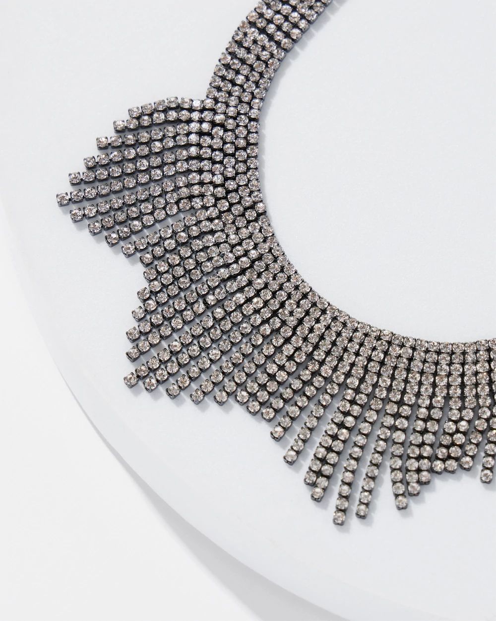 Gunmetal Crystal Chain Statement Necklace