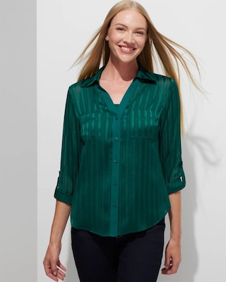 Outlet WHBM Shadow Stripe Shirt