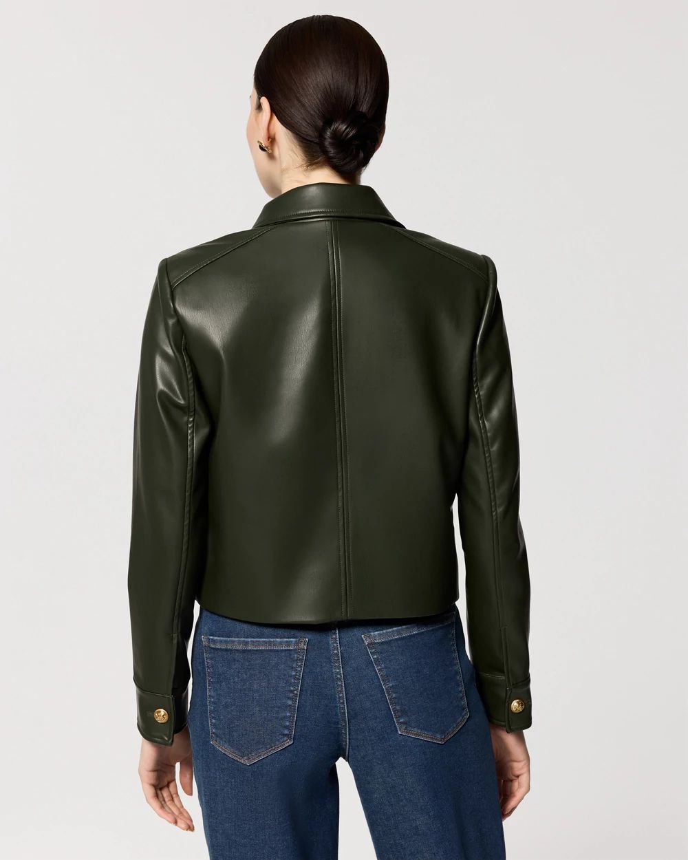 Cropped Button-Front Jacket click to view larger image.