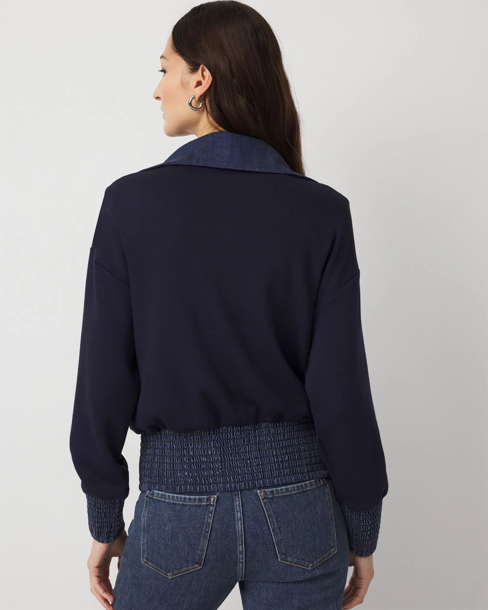 Denim Mix Knit Jacket click to view larger image.