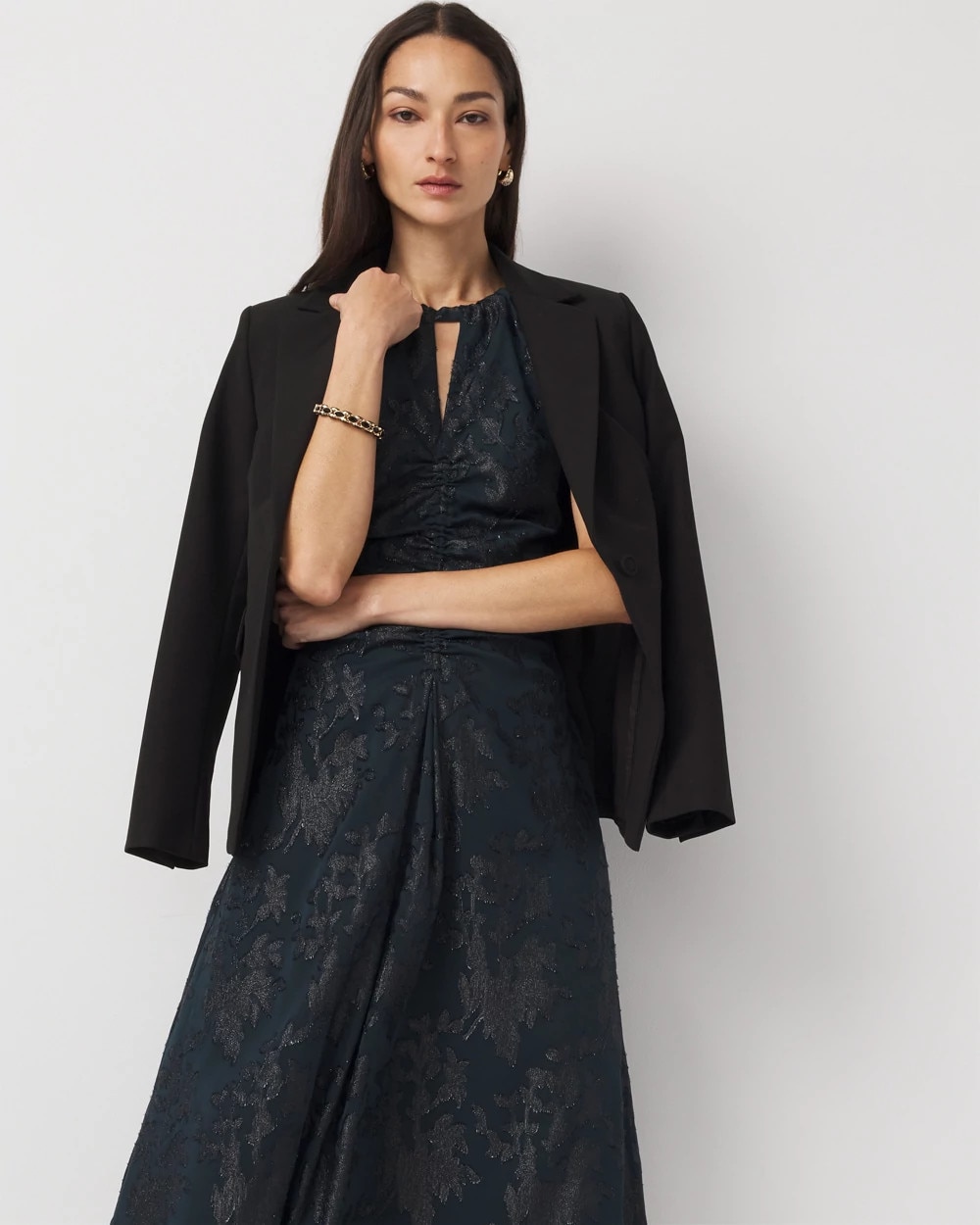 Jacquard Halter Midi Dress