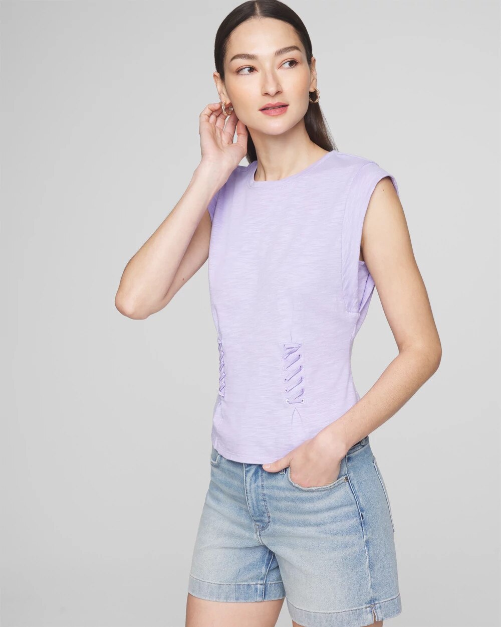 Lace-Up Peplum Tee - image 1