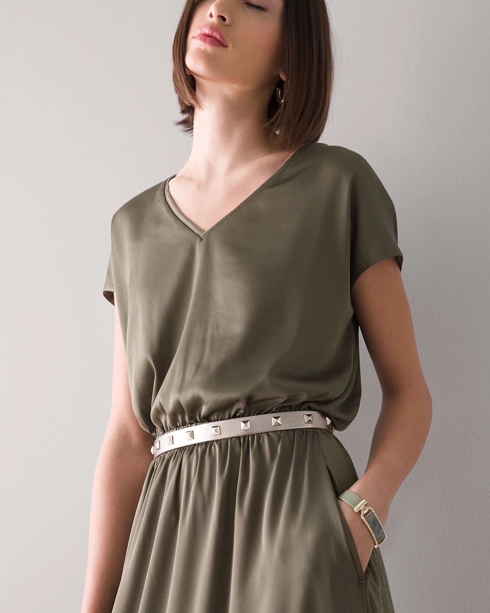 Metallic Studded Stretch Belt