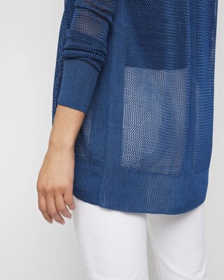 Mesh Cinched Cardigan Sweater