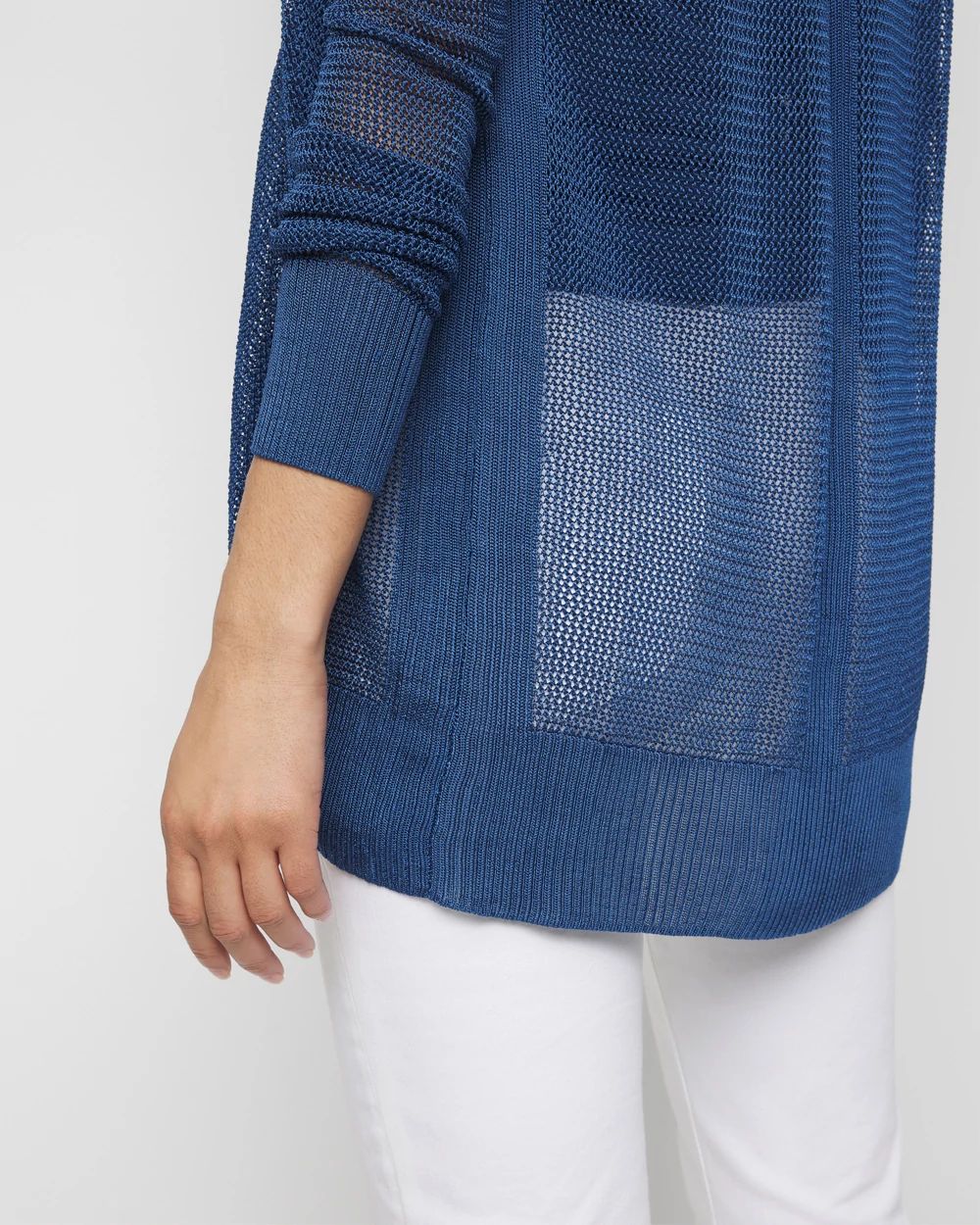 Mesh Cinched Cardigan Sweater
