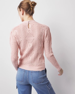 Mock Neck Pointelle Sweater click to view larger image.