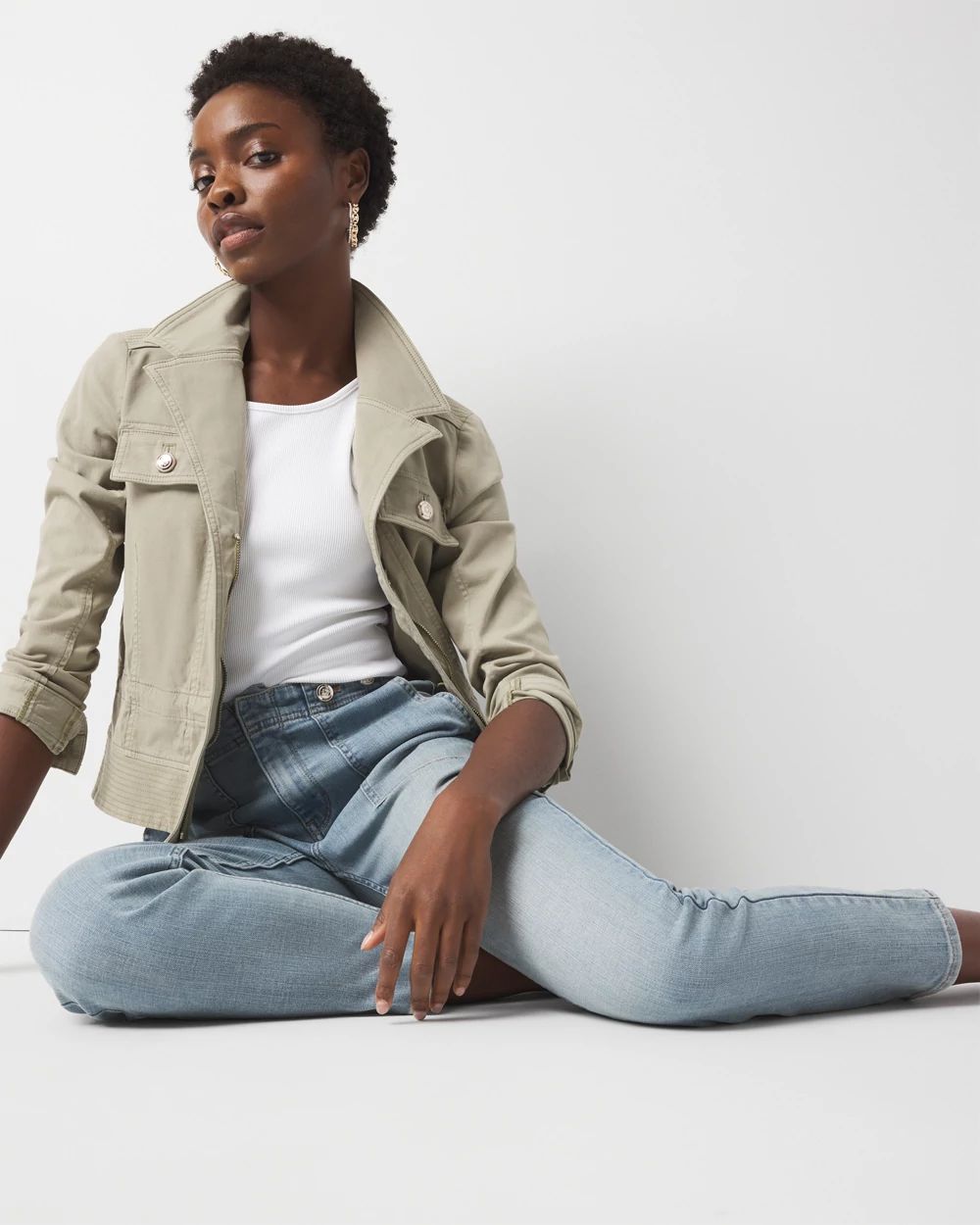 High-Rise Novelty Waist Slim Cropped Jean