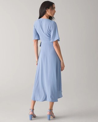 Flutter Sleeve Midi Wrap Dress