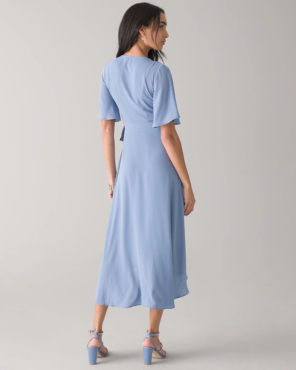 Flutter Sleeve Midi Wrap Dress