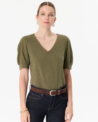 Puff Sleeve V-neck Tee